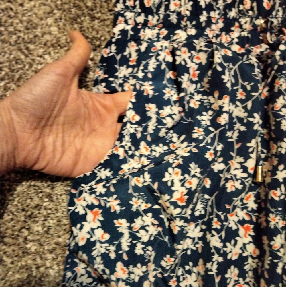Seventeen Navy Floral Print Lightweight Joggers Size Sm - Picture 3 of 8